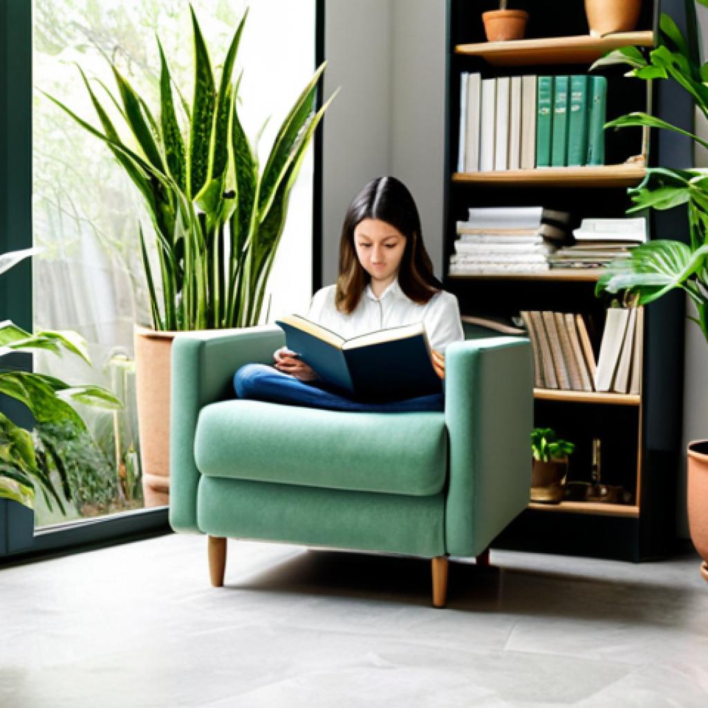 스트레스 완화에 효과적인 편안한 장소 만들기 - Tranquil Indoor Garden**
"A serene indoor space with abundant plants of various types, including pu...