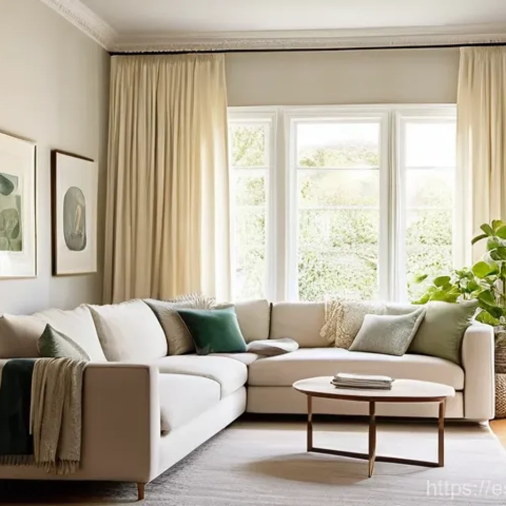 편안한 집안의 핵심 요소 분석 - **Prompt:** A serene and sun-drenched living room, bathed in abundant natural light streaming throug...