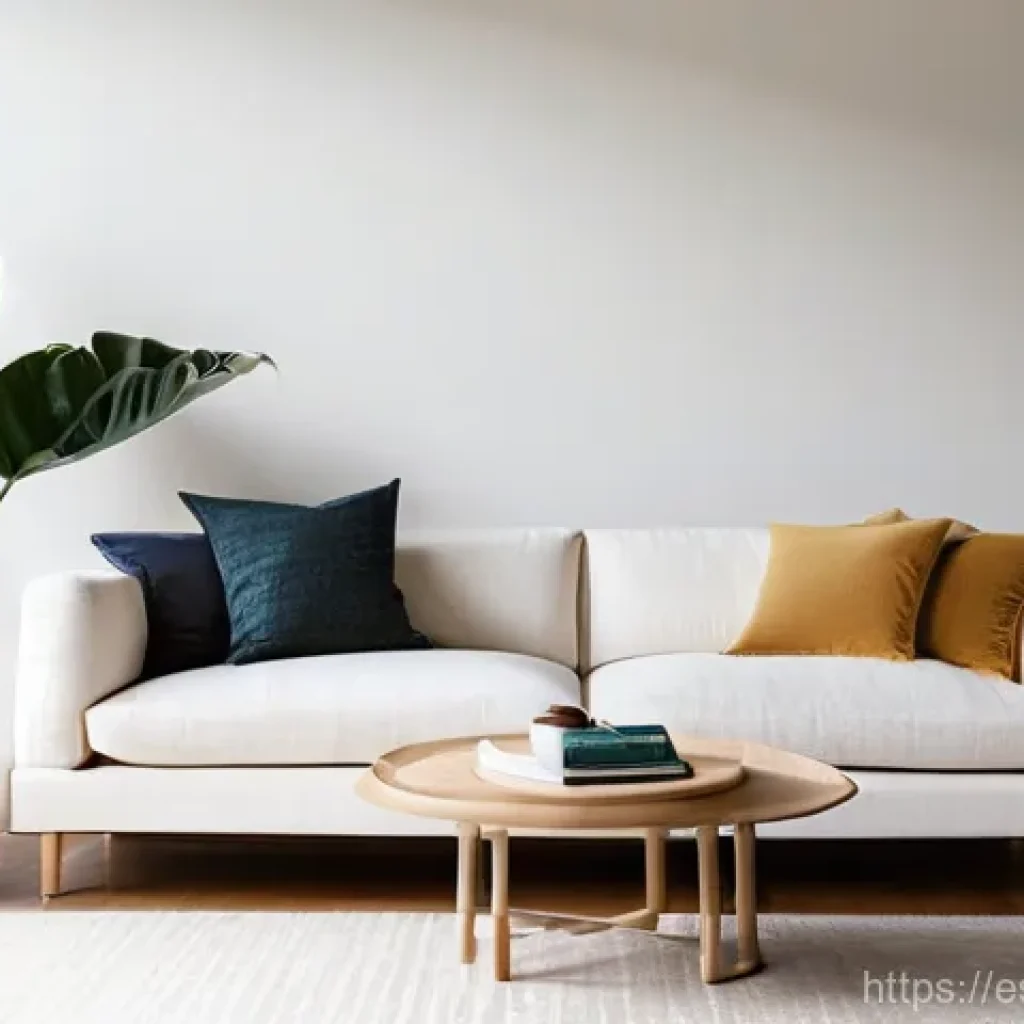 편안한 심리를 위한 집안의 인테리어 전략 - **Prompt:** A bright and airy living room designed with conscious minimalism, bathed in warm natural...