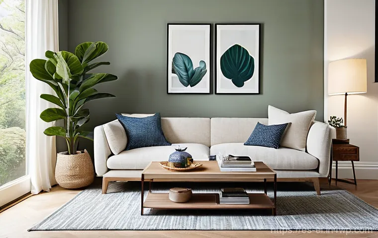 편안한 심리를 위한 집안의 인테리어 전략 - **Prompt:** A cozy and inviting "disconnection corner" in a serene home. The focal point is a plush,...