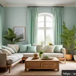 Home 18 스트레스 없는 생활을 위한 환경 조성법 - A bright and serene living room bathed in abundant natural sunlight streaming through large windows ...